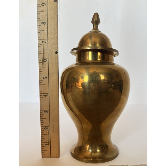 Vtg MCM Brass Ginger Jar Urn With Lid Made in India - Picture 1 of 8